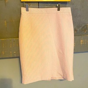 Pink and White Linen Pencil Skirt, Lined